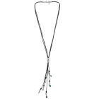 Collier cuir breloques perles vert