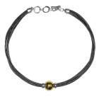 Kurze Lederkette mit goldener Perle