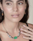 Silver Necklace Turquoise Murano Bead