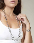 Long Silver Necklace Hoops
