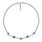 Necklace 3 silver beads 2 crystal pearls
