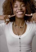 Lariat Silver Necklace Hematite Crystal