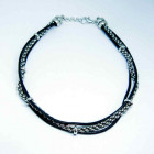 Leather silver choker necklace