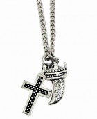 Necklace silver tooth and cross