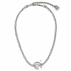 Collier perles argent et cadran blanc 