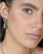 Pendientes ovalados perla Murano turquesa