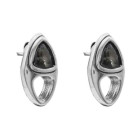 Silver Link Earrings Gray Crystal