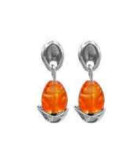 Pendientes ovalados perla de Murano naranja