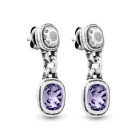 Silver Earrings Purple Swarovski Crystal