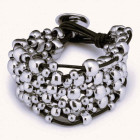 Pulsera ancha cuero cuentas plata