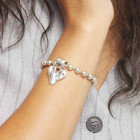 Bracelet perles argent pendentif cœur