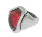Bague argent triangle cristal rouge