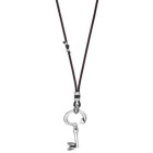 Key Pendant Leather Necklace - Secret