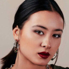 Sculpted creole earrings blue crystal