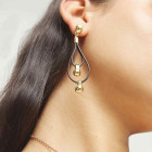 Lange Braune Lederohrringe Gold Charms