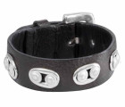 Bracelet Cuir Quatre Rivets Argent