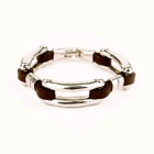 Leather Silver Link Bracelet