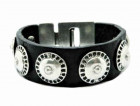 Leather Bracelet Round Engraved Coins