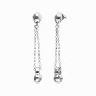 Dangling Silver Chain Pearl Earrings