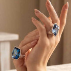 Anillo de cristal Swarovski azul