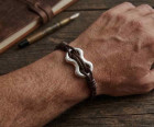 Three-Row Brown Leather Bracelet
