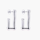 Silver Earrings Rectangle Pendant