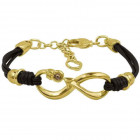 Gold Infinity Leather Bracelet with Crystal