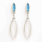 Oval Earrings Blue Crystal