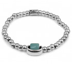 Bracelet elastique perles argent turquoise