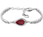 Doppel Wing Silver Cuff Bracelet  Bordeaux  Crystal