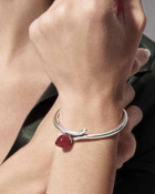 Open Silver Bangle Bordeaux Pearl