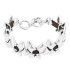 Bracelet Cuir Marron Papillons Argent