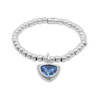 Silver Beaded Bracelet Blue Pendant