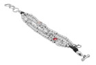 Bracelet argent multi-rangs cristaux rougeâtres