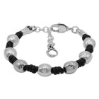 Bracelet cuir avec perles argentées