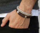 Bracelet en cuir marron masculin