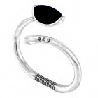 rigid silver bangle black stone