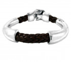 Silberarmband mit geflochtenem Leder - Belat