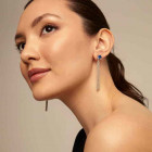 Three Chain Blue Crystal Earrings