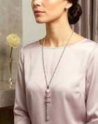 Cable Chain Necklace Pink Beads