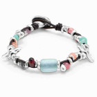 Bracelet Libellule Cuir Perles Multicolore