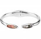 Open Silver Bangle 2 Crystals - You & Me