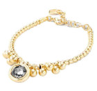 Pulsera Oro Bolitas Cristal Grey Oscuro