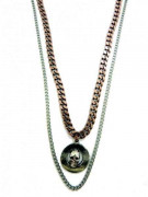 Two layer chain necklace with skull
