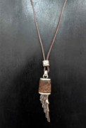 Leather Necklace - Wing Pendant