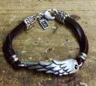Pulsera piel con ala angeles