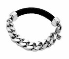 Silver Chain Bracelet with Leather