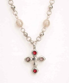 Cross Pendant Necklace White Pearls