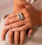Silver Rectangular Link Ring