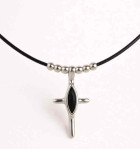 Delicate Leather Necklace Cross Pendant